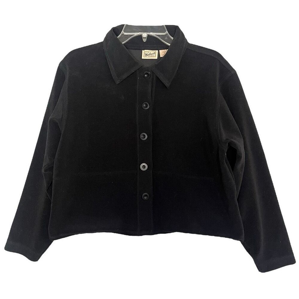 Woolrich Black Shacket Women's Small Microfiber Fleece Minimalist Shirt Jacket